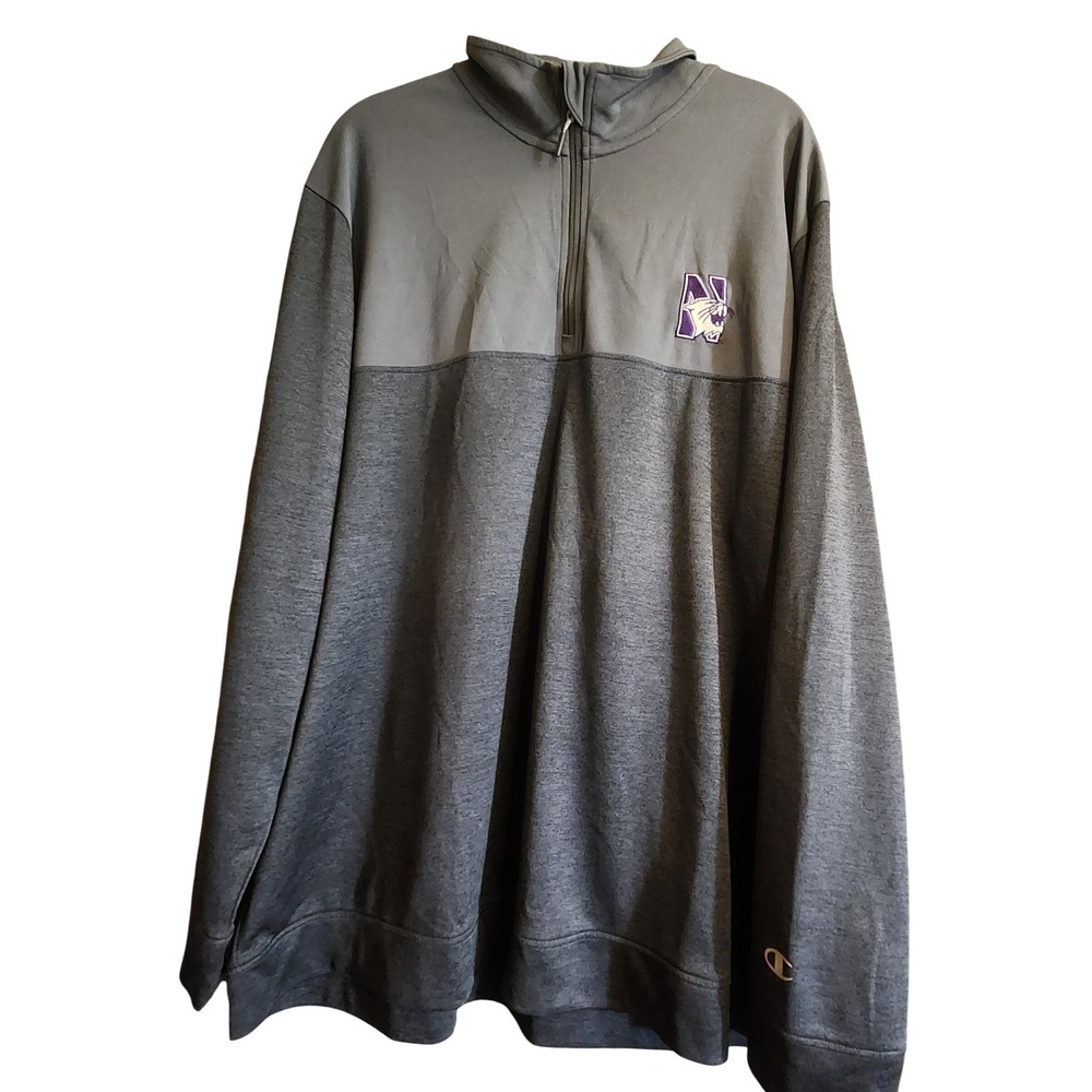Champion Northwestern Wildcats Pullover Mens 2XL Gray Excellent Quarter Zip NCAA